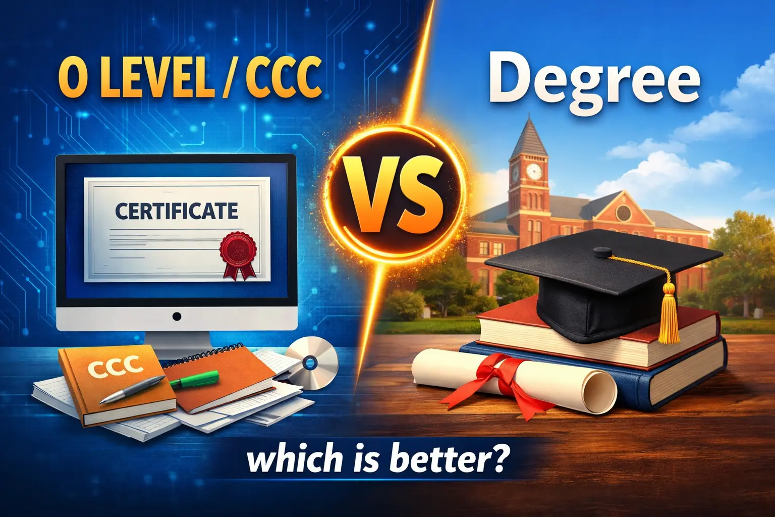 O Level and CCC vs Degree comparison for computer career choice in 2026