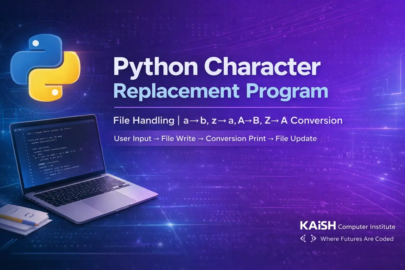 Python character replacement program using file handling