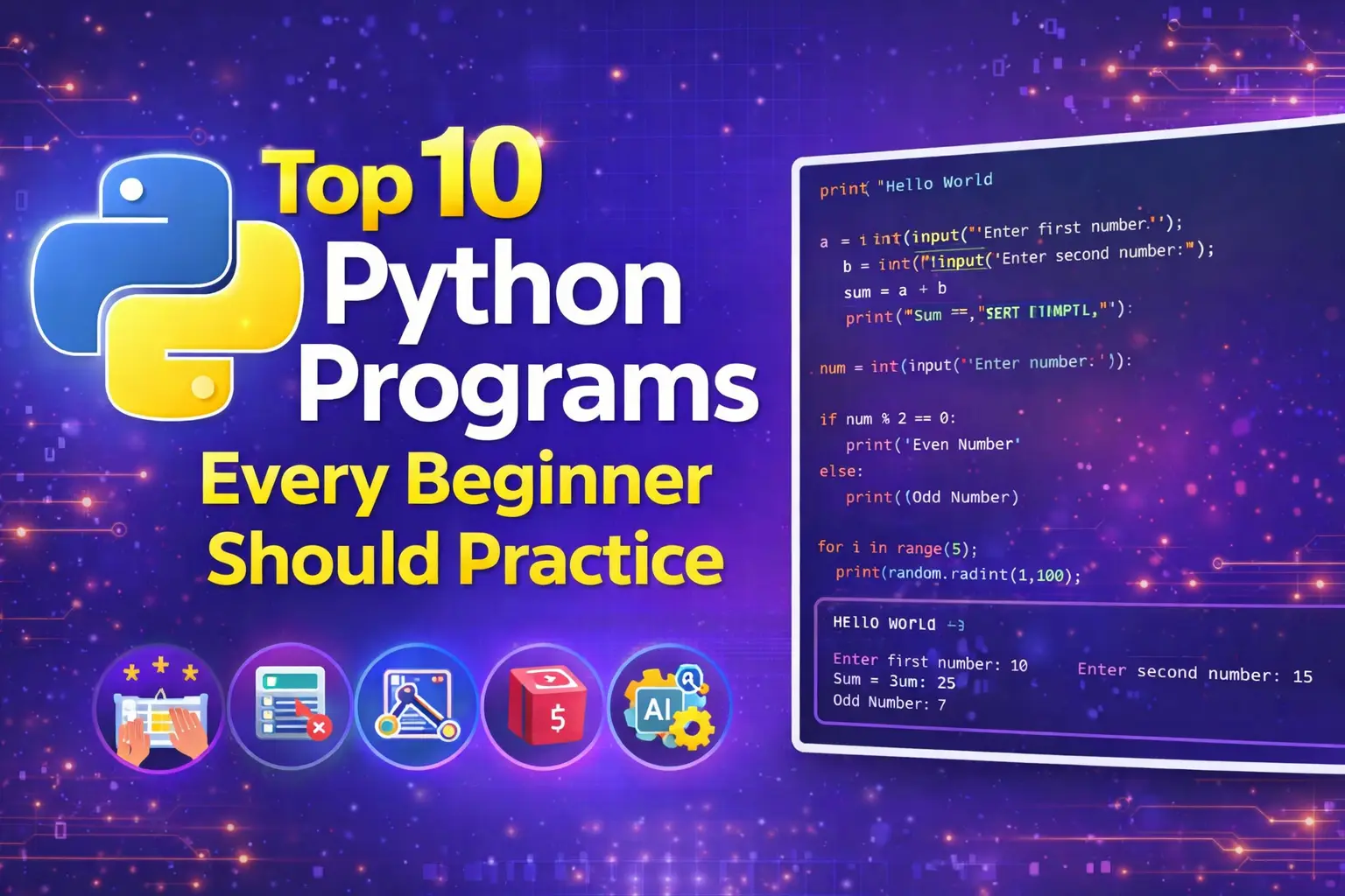 Top 10 python programs for beginners with examples