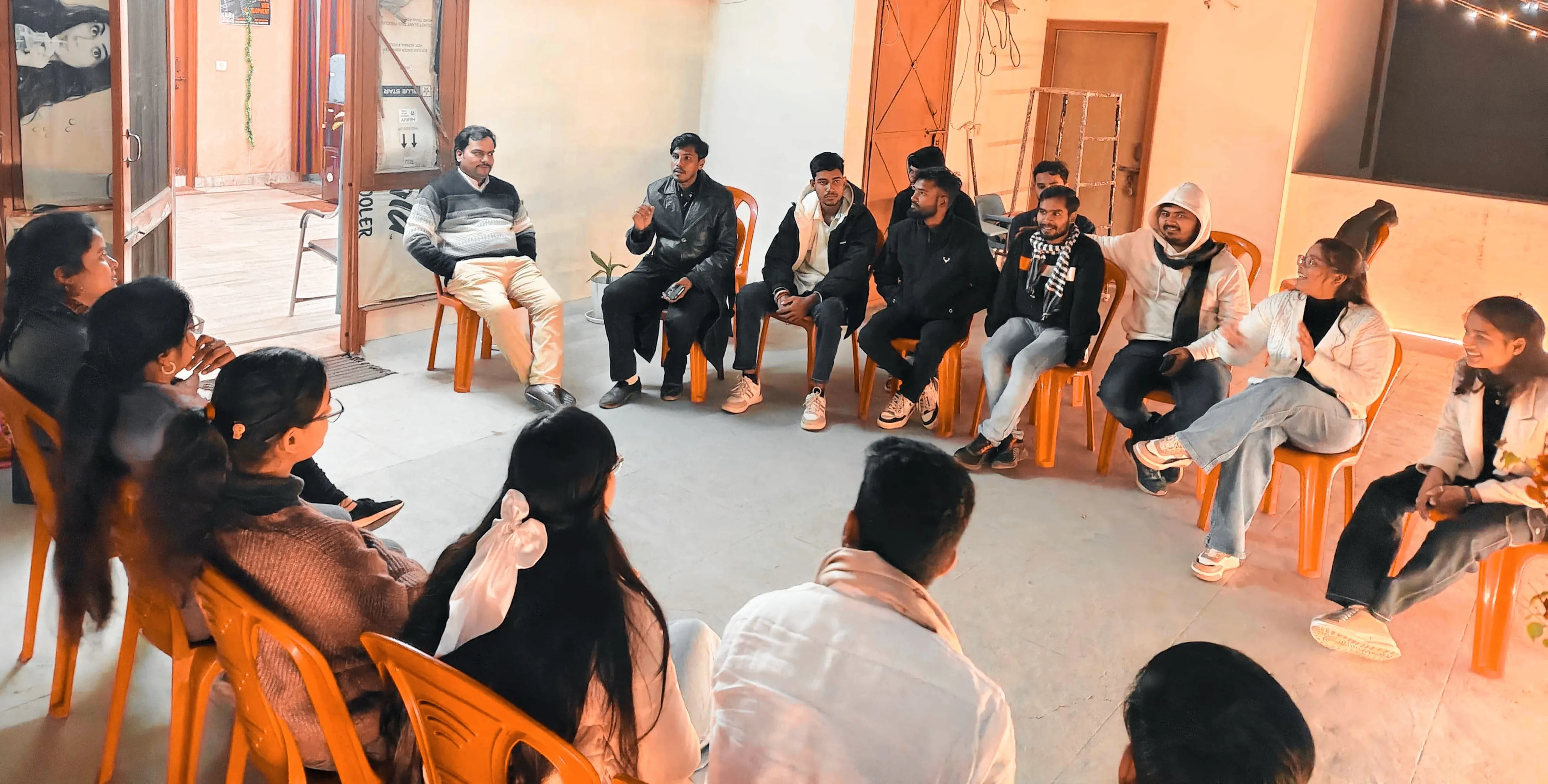Students celebrating New Year with cake cutting at KAiSH Computer Institute in Lucknow during institute celebration event